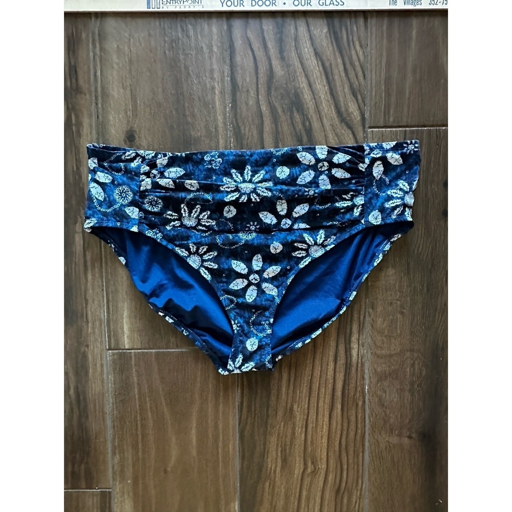 Bleu‎ By Rod Beattie Women's Swim Bikini Bottoms Blue Floral Size 18W